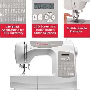 SINGER C5200 Computerized Sewing & Quilting Machine with Extension Table & Accessory Kit - 180 Stitch Applications, Touch Button Stitch Selection, LCD Screen, Full Metal Frame & 1-step Buttonhole - 5