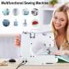 Sewing Machine for Beginners, Electric Mini Portable, 12 Built-in Stitches with Reverse Sewing, 2 Speeds Double Thread with Foot Pedal, Storage Bag, Cotton Fabric and Threads - 2
