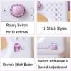Sewing Machine for Beginners, Electric Mini Portable, 12 Built-in Stitches with Reverse Sewing, 2 Speeds Double Thread with Foot Pedal, Storage Bag, Cotton Fabric and Threads - 3