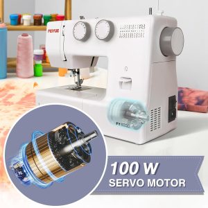FEIYUE FYe330 Home Sewing Machine with Foot Pedal, Controllable Pedal Speed, 105 Stitch Applications, Powerful Servo Motor, Great for Beginners (White) - 4