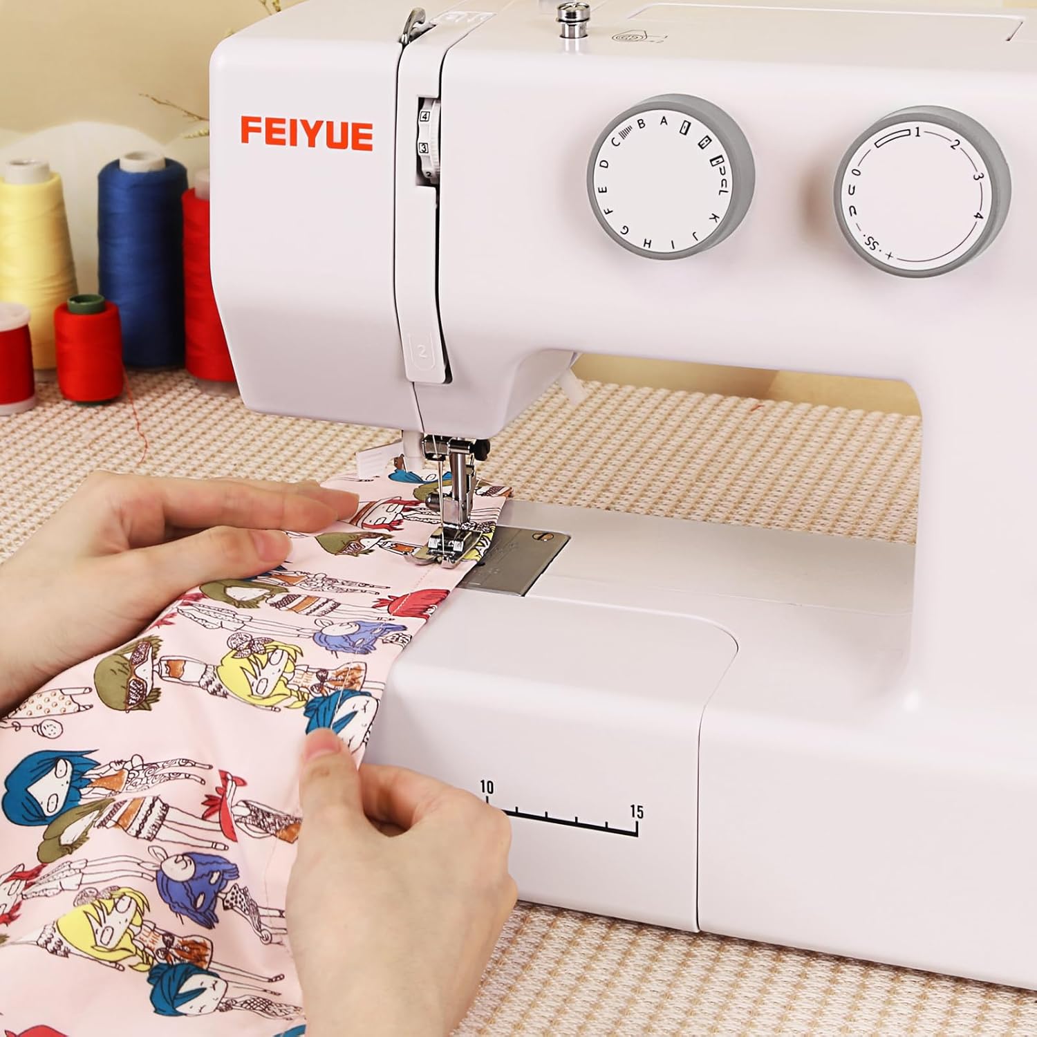 FEIYUE FYe330 Home Sewing Machine with Foot Pedal, Controllable Pedal Speed, 105 Stitch Applications, Powerful Servo Motor, Great for Beginners (White) - 6