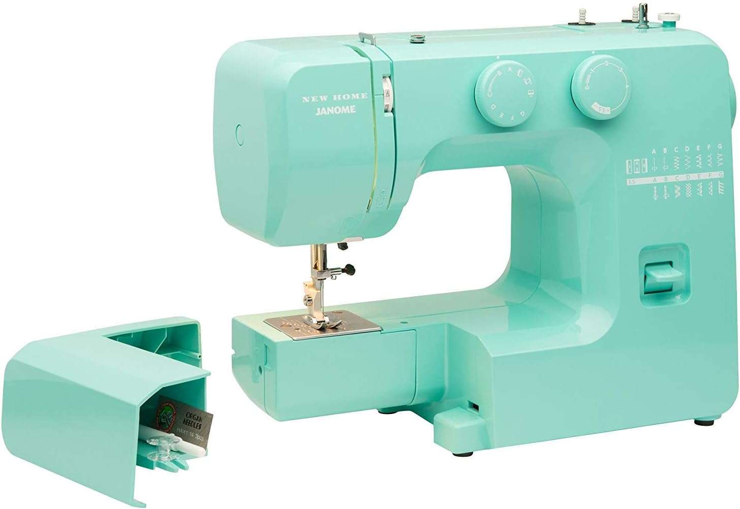 Janome Arctic Crystal Easy-to-Use Sewing Machine with Interior Metal Frame, Bobbin Diagram, Tutorial Videos, Made with Beginners in Mind!, Turquiose - 1