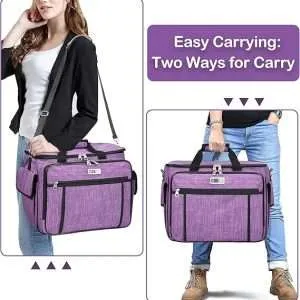 CAB55 Rolling Sewing Machine Case, Detachable Rolling Sewing Machine Carrying Case on Wheels, Trolley Tote Bag with Removable Bottom Wooden Board for Most Standard Sewing Machine and Accessories