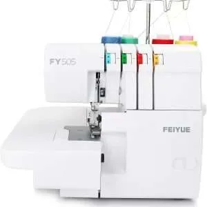 FEIYUE FY505 Serger Overlock Machine with 2/3/4 Thread Capability, Built-in Rolled Hem, Durable Heavy-Duty Metal Frame, Adjustable Differential Feed