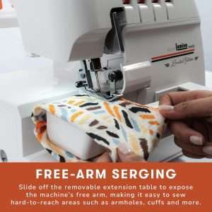 Lumina Moda Serger Overlock Machine with 2-3-4 Stitch Capability, Heavy-Duty Metal Frame 1250 Stitches-Minute, Differential Feed, Free Arm & LED Light - 5