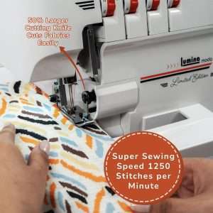 Lumina Moda Serger Overlock Machine with 2-3-4 Stitch Capability, Heavy-Duty Metal Frame 1250 Stitches-Minute, Differential Feed, Free Arm & LED Light - 6