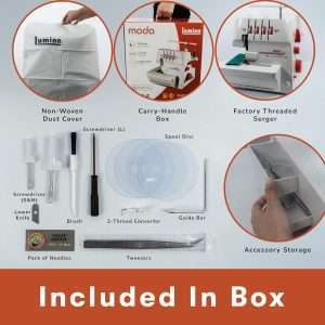 Lumina Moda Serger Overlock Machine with 2-3-4 Stitch Capability, Heavy-Duty Metal Frame 1250 Stitches-Minute, Differential Feed, Free Arm & LED Light - 7