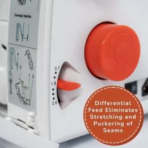 Lumina Moda Serger Overlock Machine with 2-3-4 Stitch Capability, Heavy-Duty Metal Frame 1250 Stitches-Minute, Differential Feed, Free Arm & LED Light - 8