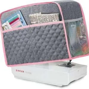 Sewing Machine Cover with Storage Pockets, Pink Sewing Machine Dust Cover Compatible with Most Standard Singer & Brother Sewing Machine