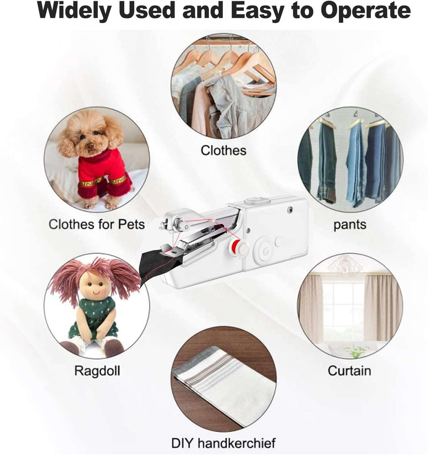 Handheld Sewing Machine, Quick Sewing Portable Sewing Machine Suitable for Home, White - 2