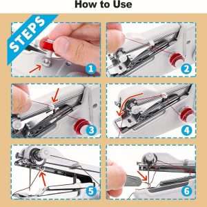 Handheld Sewing Machine, Quick Sewing Portable Sewing Machine Suitable for Home, White - 5