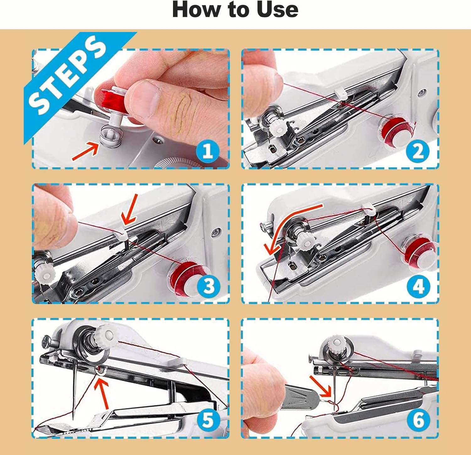 Handheld Sewing Machine, Quick Sewing Portable Sewing Machine Suitable for Home, White - 5