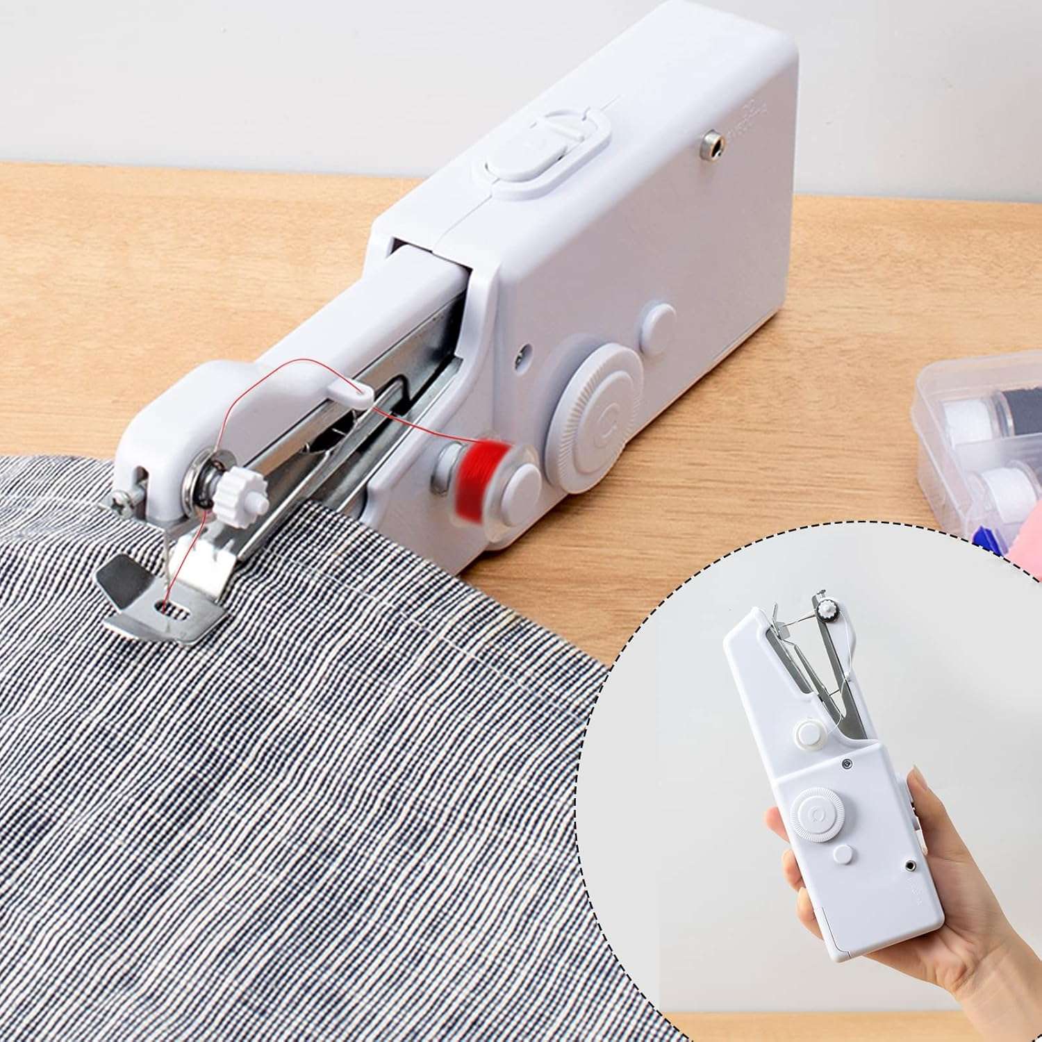Handheld Sewing Machine, Quick Sewing Portable Sewing Machine Suitable for Home, White - 6