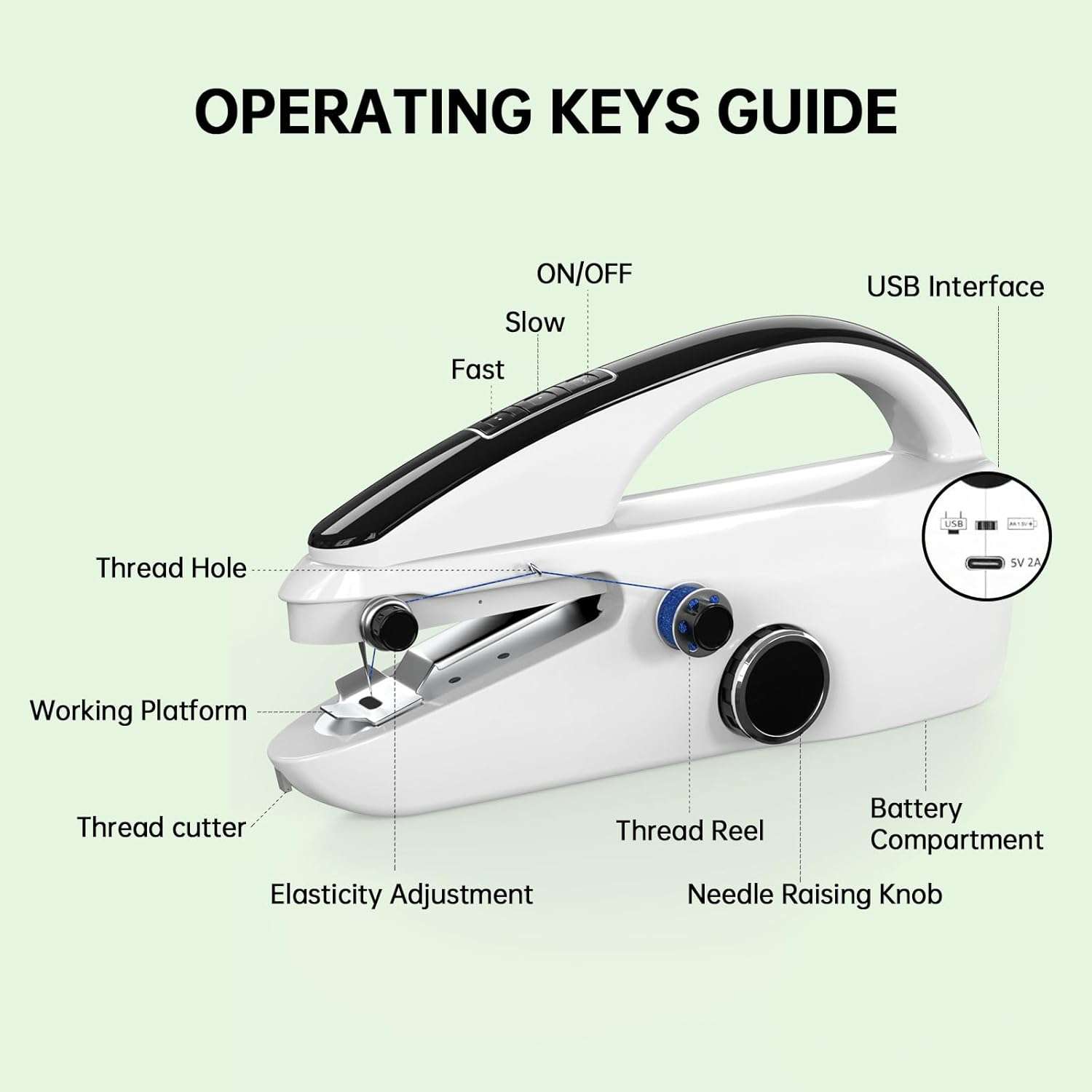 Handheld sewing machine, portable, mini sewing machine, easy to use, fast sewing speed, suitable for sewing clothes, fabric, DIY Home machine for beginners - 7
