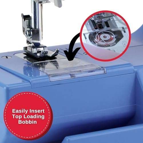 SINGER M1000 Lightweight & Portable Sewing Machine With 32 Stitch Applications, LED Light & Top drop-in bobbin for Hems - Great for Mending - Blue - 4