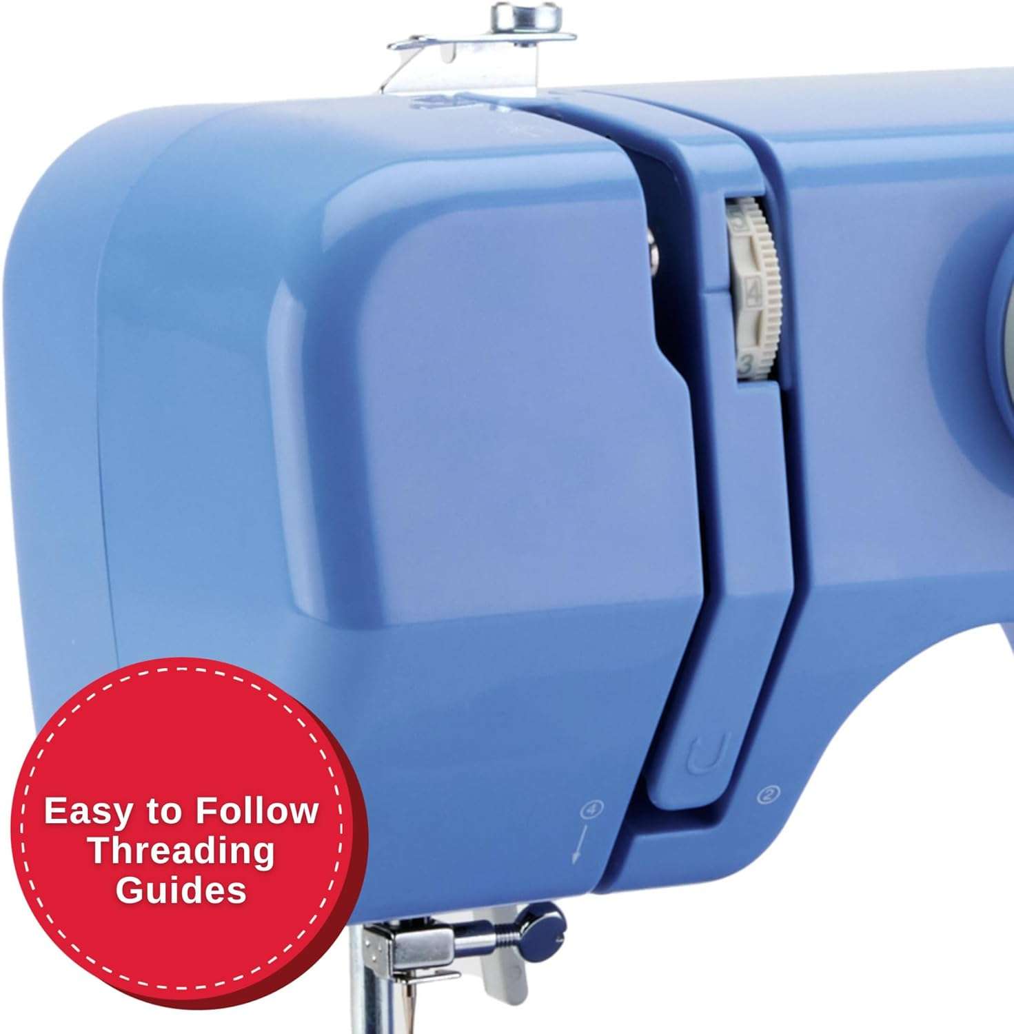 SINGER M1000 Lightweight & Portable Sewing Machine With 32 Stitch Applications, LED Light & Top drop-in bobbin for Hems - Great for Mending - Blue - 5