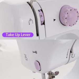 Sewing Machine for Beginners,Portable Sewing Machine with 12 Built-in Stitches,2 Speed,2 Power Supply Method,20 Pcs Fabric and 32 Pcs Sewing Threads Kit - 4