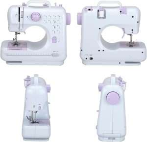 Sewing Machine for Beginners,Portable Sewing Machine with 12 Built-in Stitches,2 Speed,2 Power Supply Method,20 Pcs Fabric and 32 Pcs Sewing Threads Kit - 9