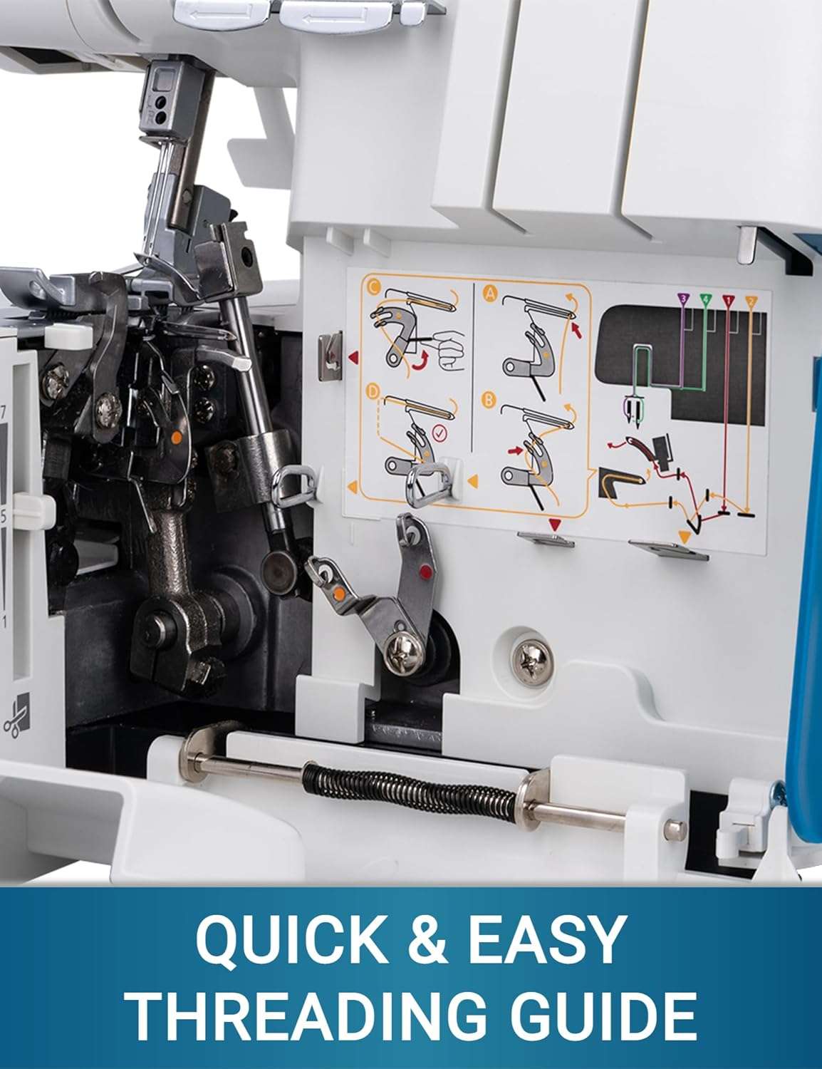 MLD42 Metal Frame Serger Overlock Sewing Machine, 12 Built-In Stitches, 2-3-4 Stitch Capability, 1300 Stitches Per Minute, Serger with Accessory Kit & Adjustable Differential Feed - 8