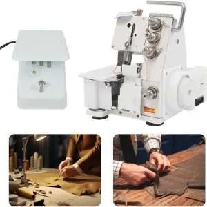 Seaming Machine, Professional 4 Thread Serger Overlock Sewing Machine, 80W Serger Sewing Machines w/Foot Controller for Undershirts, Cotton Sweaters, 1200 Stitches/Min