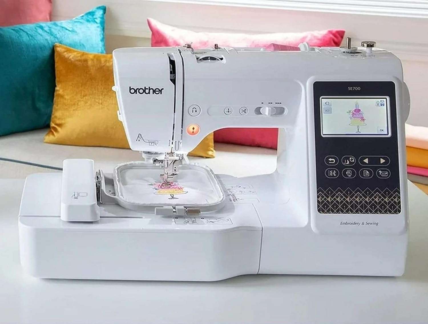 Brother SE700 Sewing and Embroidery Machine, Wireless LAN Connected, 135 Built-in Designs, 103 Built-in Stitches, SAEMB12 12-Color Premium Embroidery Thread Set Included - 2