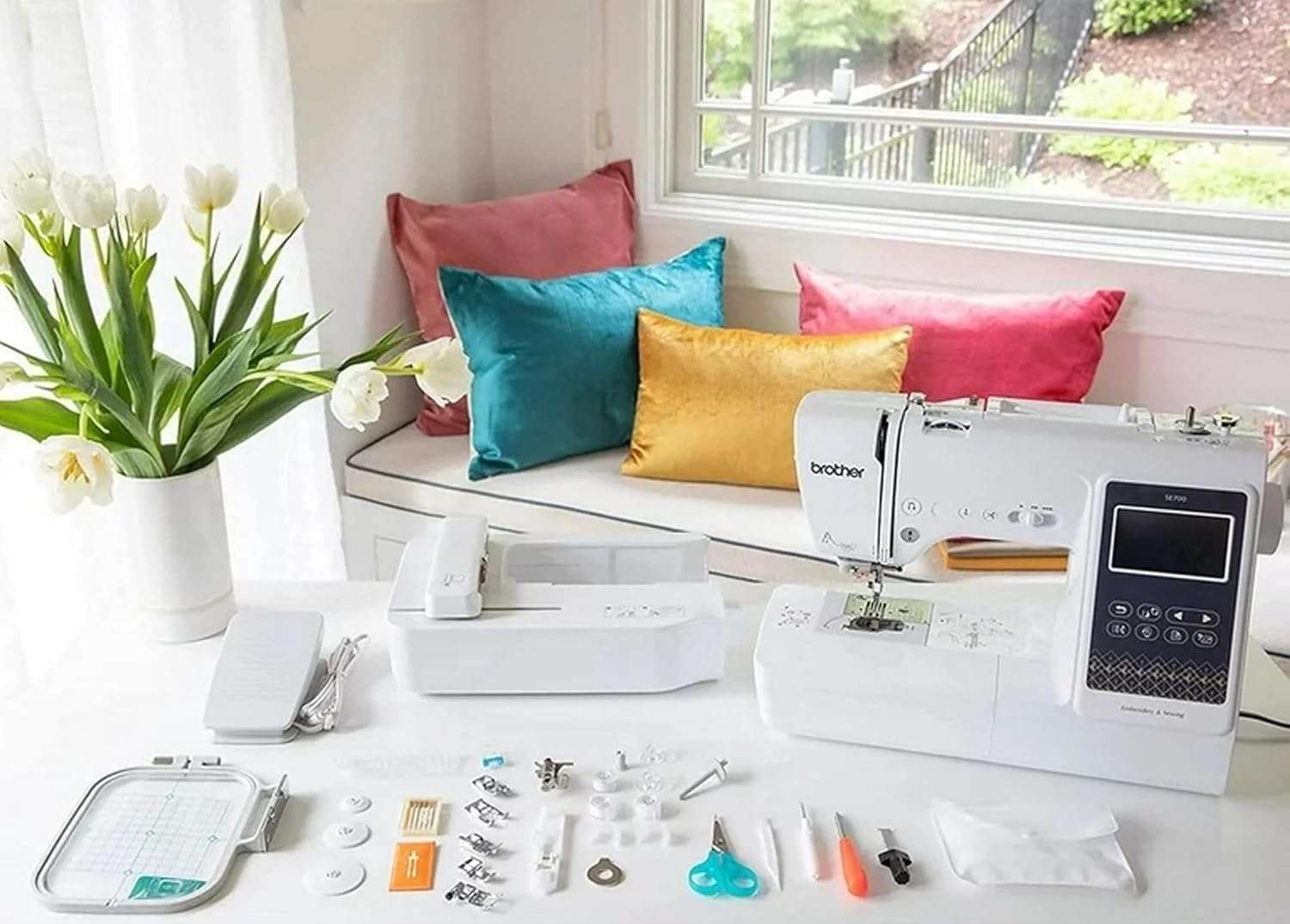Brother SE700 Sewing and Embroidery Machine, Wireless LAN Connected, 135 Built-in Designs, 103 Built-in Stitches, SAEMB12 12-Color Premium Embroidery Thread Set Included - 3