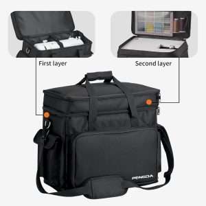 2 Layer Sewing Machine Case with Adjustable Shoulder Strap Sewing Machine Carrying Case Universal Tote Bag for Sewing Machine and Sewing Accessories Storage Black - 8