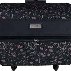 Everything Mary 4 Wheels Collapsible Deluxe Sewing Machine Storage Case, Black - Rolling Trolley Carrying Bag for Brother, Singer - 1