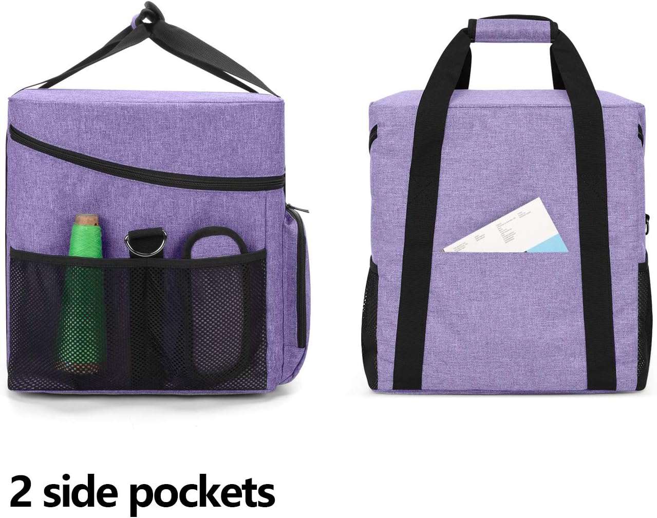 LUXJA Serger Case for Most Standard Overlock Machines, Serger Bag with Accessories Storage Pockets (Patented Design), Purple - 3