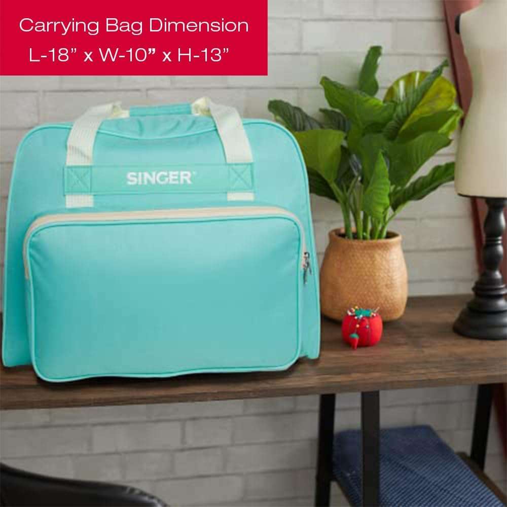 SINGER - Machine Carrying Case, Teal Color, Spacious Case Fits Most Standard Sewing Machines and Sergers, Fully-Padded Interior, Durable Canvas Exterior, Easy Zip - 3
