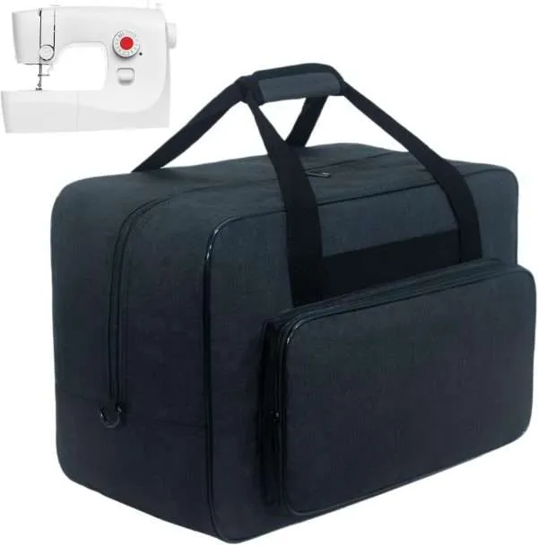 Sewing Machine Carrying Case, Sewing Machine Carrying Case Tote Bag, Universal Tote Storage Bag with Pockets and Handles, Suitable for Most Standard Singer (BLACK)