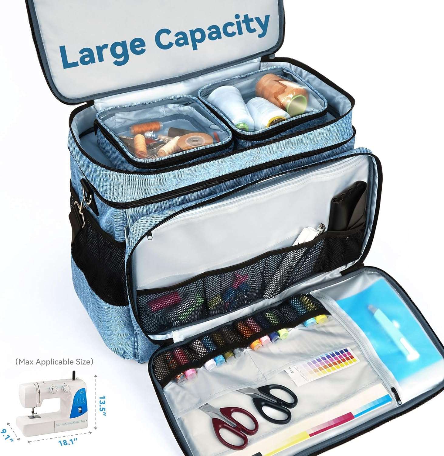 Sewing Machine Case with Wheels, Rolling Sewing Machine Tote for Carrying, Fits for Most Machines - 4