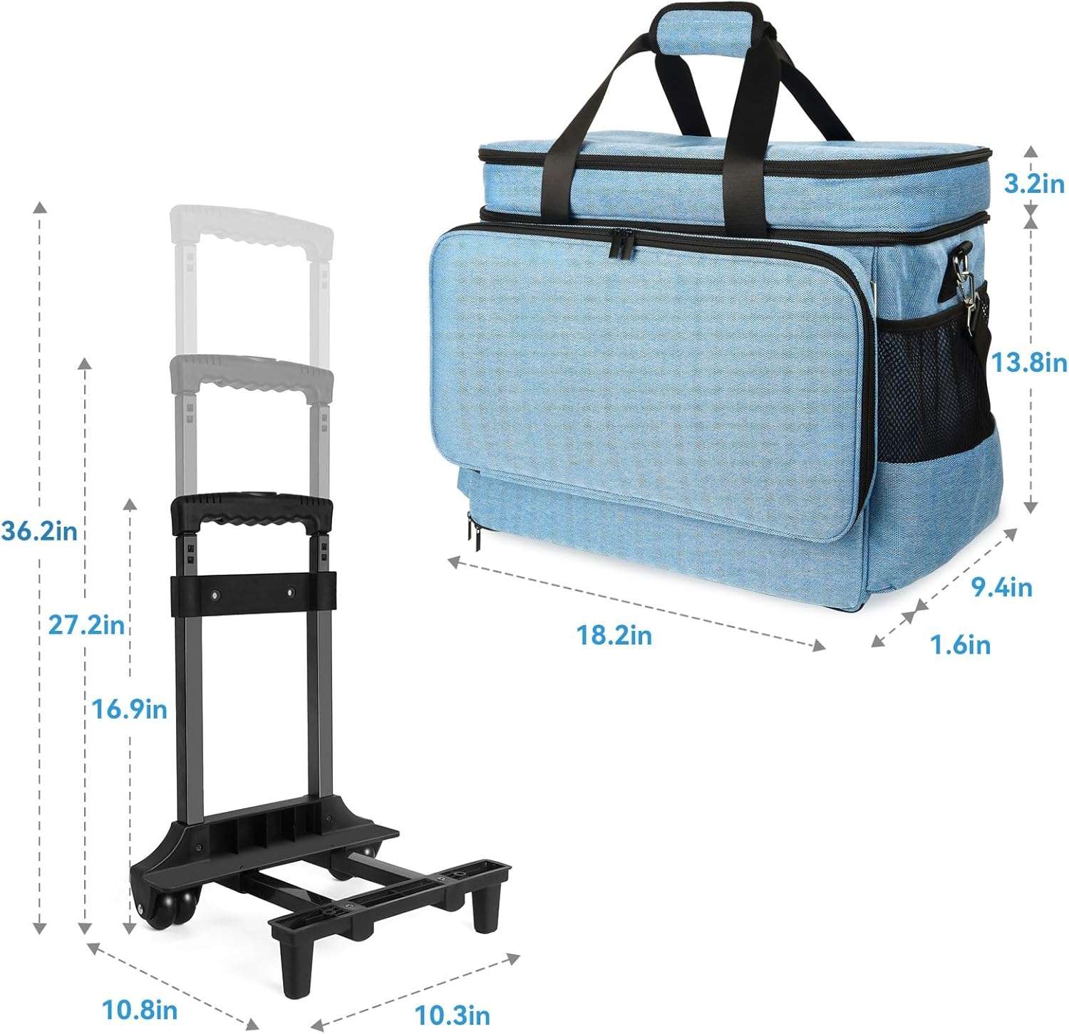 Sewing Machine Case with Wheels, Rolling Sewing Machine Tote for Carrying, Fits for Most Machines - 6