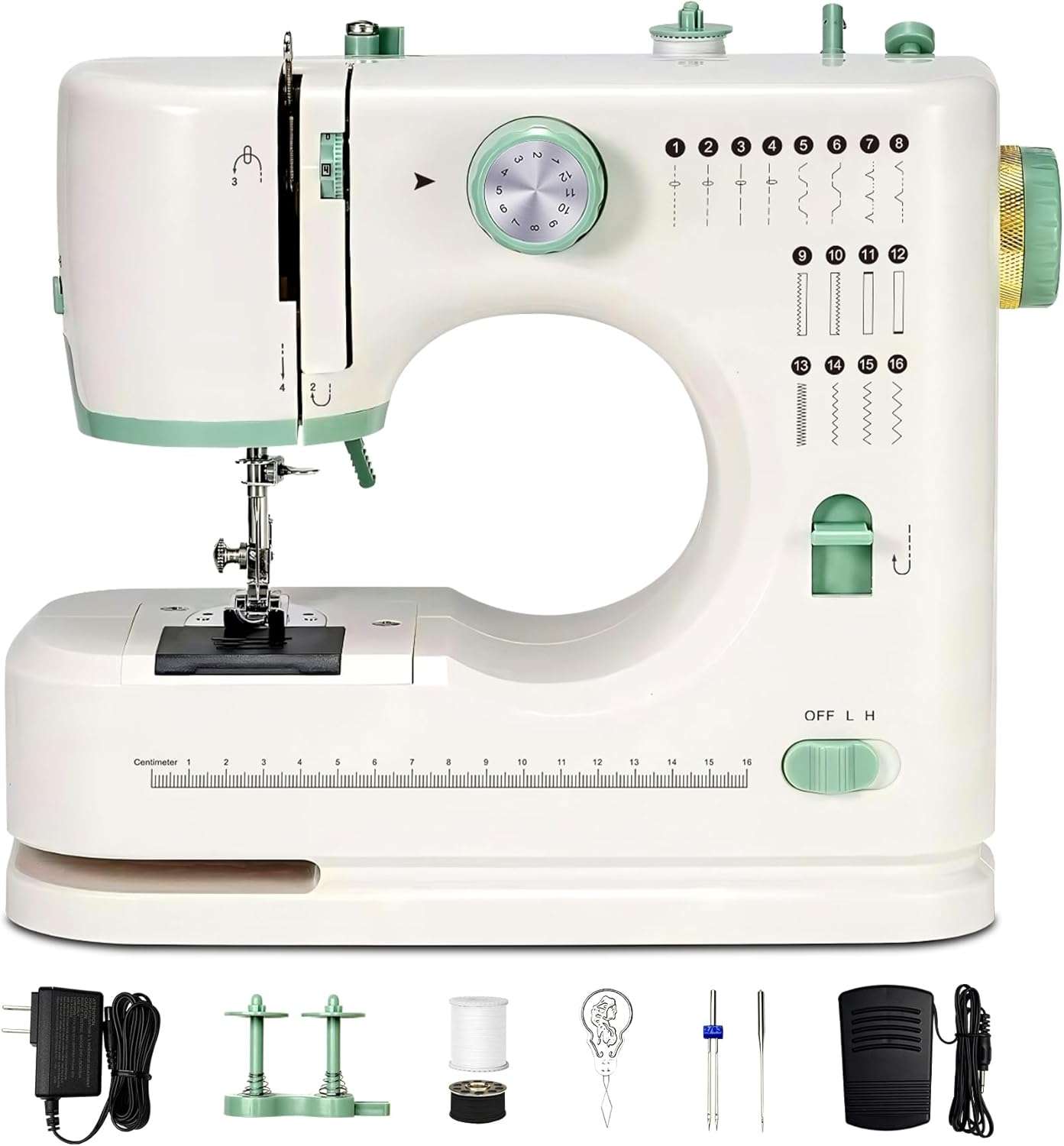 Mini Dual-Speed SewingMachine Double Needle & Double Thread16 Stitch Modes Beginner-FriendlyHousehold Sewing Machine - ldeal forAdults & Beginners - 1