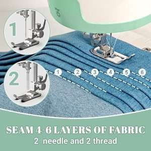 Mini Dual-Speed SewingMachine Double Needle & Double Thread16 Stitch Modes Beginner-FriendlyHousehold Sewing Machine - ldeal forAdults & Beginners - 3
