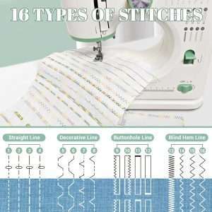Mini Dual-Speed SewingMachine Double Needle & Double Thread16 Stitch Modes Beginner-FriendlyHousehold Sewing Machine - ldeal forAdults & Beginners - 4