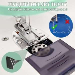 Mini Dual-Speed SewingMachine Double Needle & Double Thread16 Stitch Modes Beginner-FriendlyHousehold Sewing Machine - ldeal forAdults & Beginners - 5