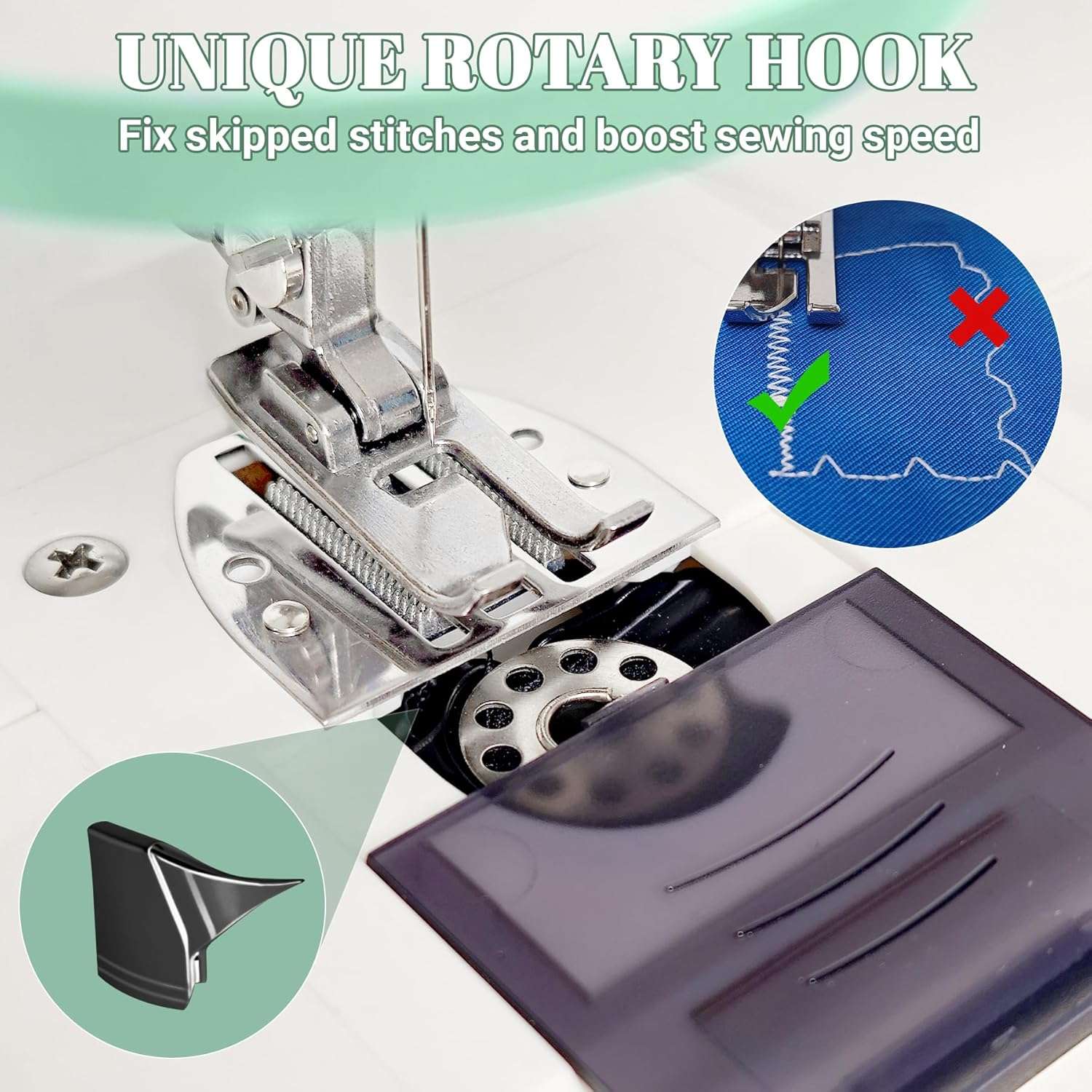 Mini Dual-Speed SewingMachine Double Needle & Double Thread16 Stitch Modes Beginner-FriendlyHousehold Sewing Machine - ldeal forAdults & Beginners - 5