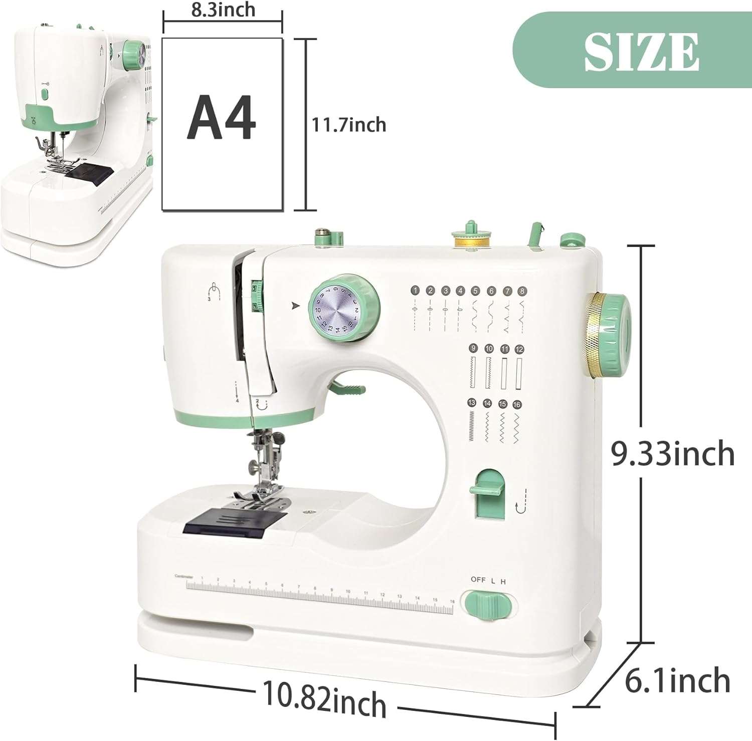 Mini Dual-Speed SewingMachine Double Needle & Double Thread16 Stitch Modes Beginner-FriendlyHousehold Sewing Machine - ldeal forAdults & Beginners - 9