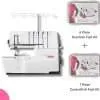 Bernette Machine Adjustable Stitch Length, 1300SPM, LED Light, 5 Thread Options, Presser Foot Adjustment Free 6 Pcs Overlock Foot Kit & 7 Pcs Coverstitch Foot Kit 2