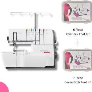 Bernette B68 Airlock Serger Sewing Machine - Adjustable Stitch Length, 1300SPM, LED Light, 5 Thread Options, Presser Foot Adjustment - Free 6 Pcs Overlock Foot Kit & 7 Pcs Coverstitch Foot Kit - 2