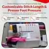 Bernette Machine Adjustable Stitch Length, 1300SPM, LED Light, 5 Thread Options, Presser Foot Adjustment Free 6 Pcs Overlock Foot Kit & 7 Pcs Coverstitch Foot Kit 5
