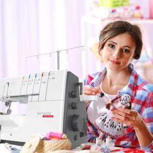 Bernette B68 Airlock Serger Sewing Machine - Adjustable Stitch Length, 1300SPM, LED Light, 5 Thread Options, Presser Foot Adjustment - Free 6 Pcs Overlock Foot Kit & 7 Pcs Coverstitch Foot Kit - 9