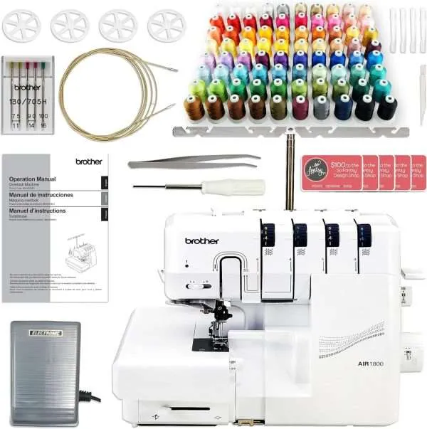 Brother Air1800 Air Serger with Jet-Air Threading Bundle and 80 Spool Thread Kit