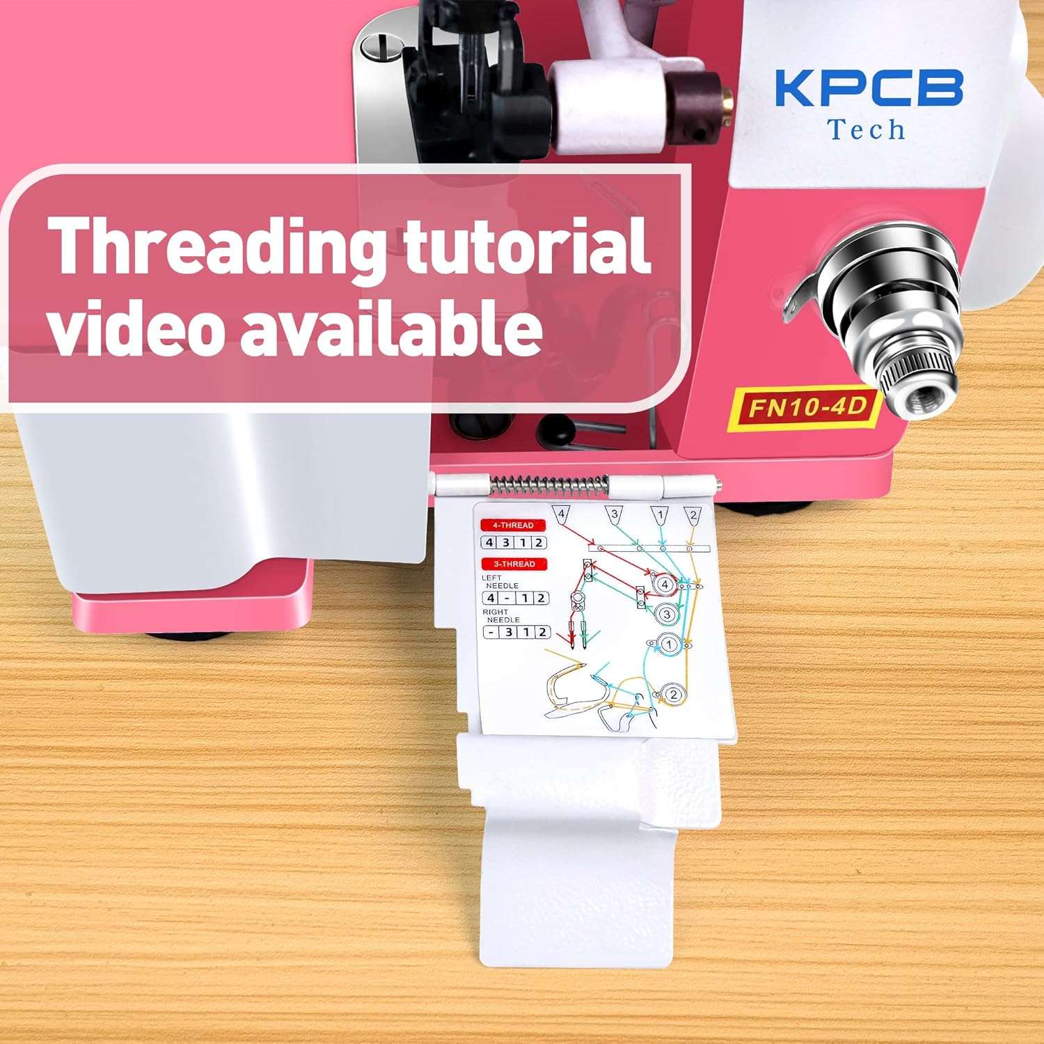 KPCB Serger Sewing Machine Overlock Machines with Upgraded LED Light and Accessories Kit (Pink) - 2
