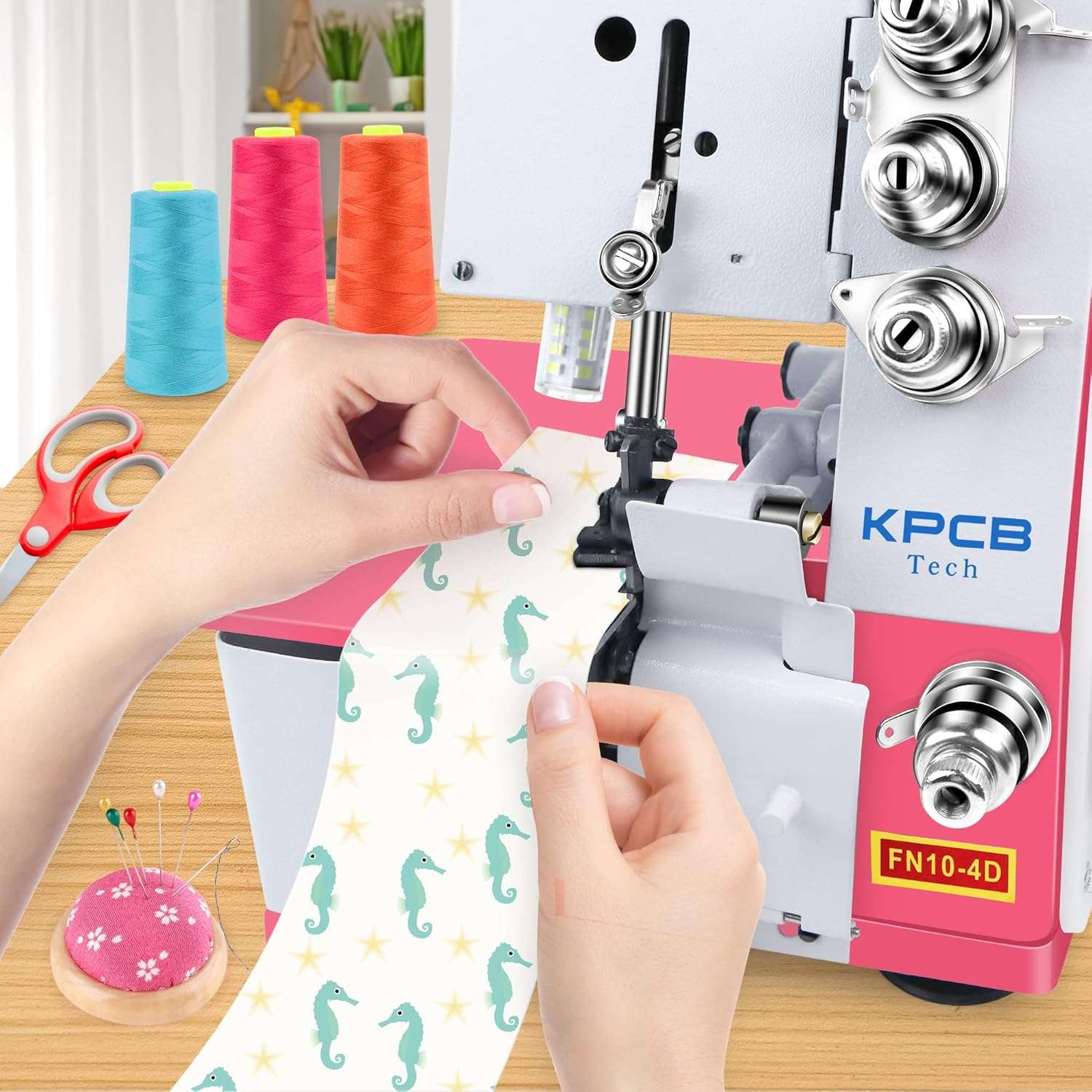 KPCB Serger Sewing Machine Overlock Machines with Upgraded LED Light and Accessories Kit (Pink) - 5