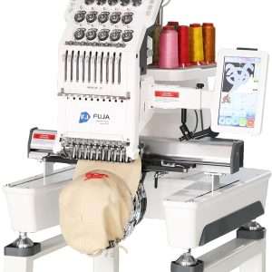 FUJA Single Head 10 Needles Embroidery Machine 1200 SPM Working Area 9.514.2 Suitable for 3D Caps Flat T shirt Embroidery and more - 1