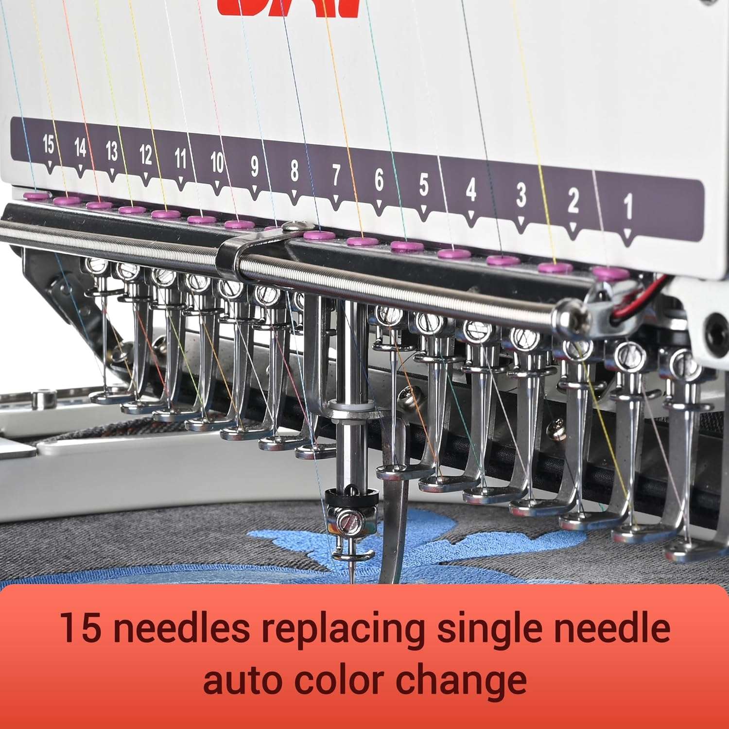 Poolin Embroidery Machine 15 Needles 14x20 inch Area, Full Metal Body 1200spm Auto Color Change & Thread Trimming, WiFi Design Upload, for Cap Hoodie T-Shirt Jacket Pants - 3