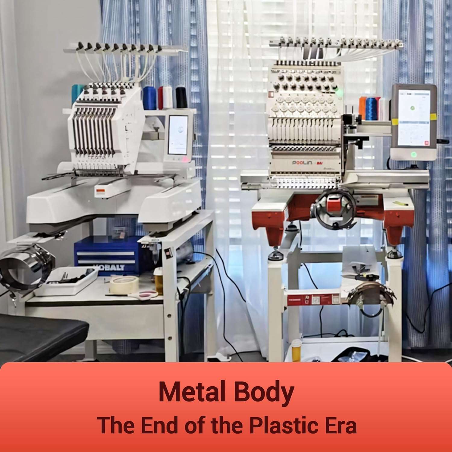 Poolin Embroidery Machine 15 Needles 14x20 inch Area, Full Metal Body 1200spm Auto Color Change & Thread Trimming, WiFi Design Upload, for Cap Hoodie T-Shirt Jacket Pants - 5