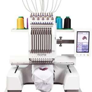 Ricoma EM-1010-7S Single-Head Multi Needle Embroidery Machine for Beginners with Steel Embroidery Stand, Hoop and Cap Attachments, Chroma Digitizing Software, Lifetime Customer Support - 1